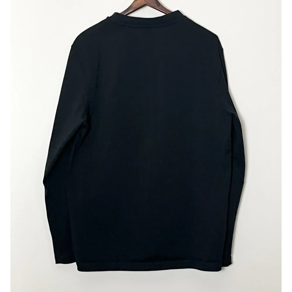 Nike Club Fleece Henley Men's Large Black LS Snap Sportswear‎ BroCore Logo